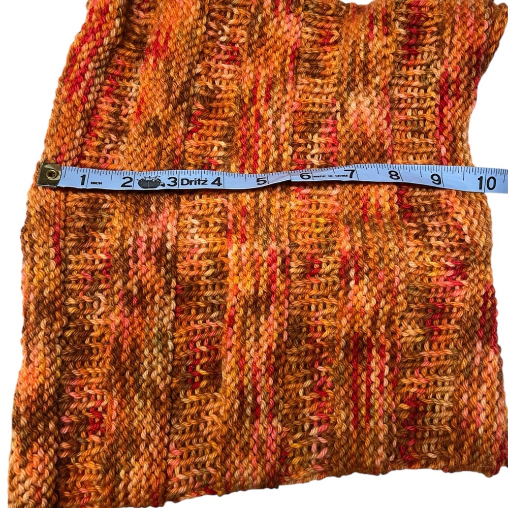 Cowl, scarf, handmade, knitted, merino wool, orange, fall, winter, warm, trendy - Picture 3 of 3